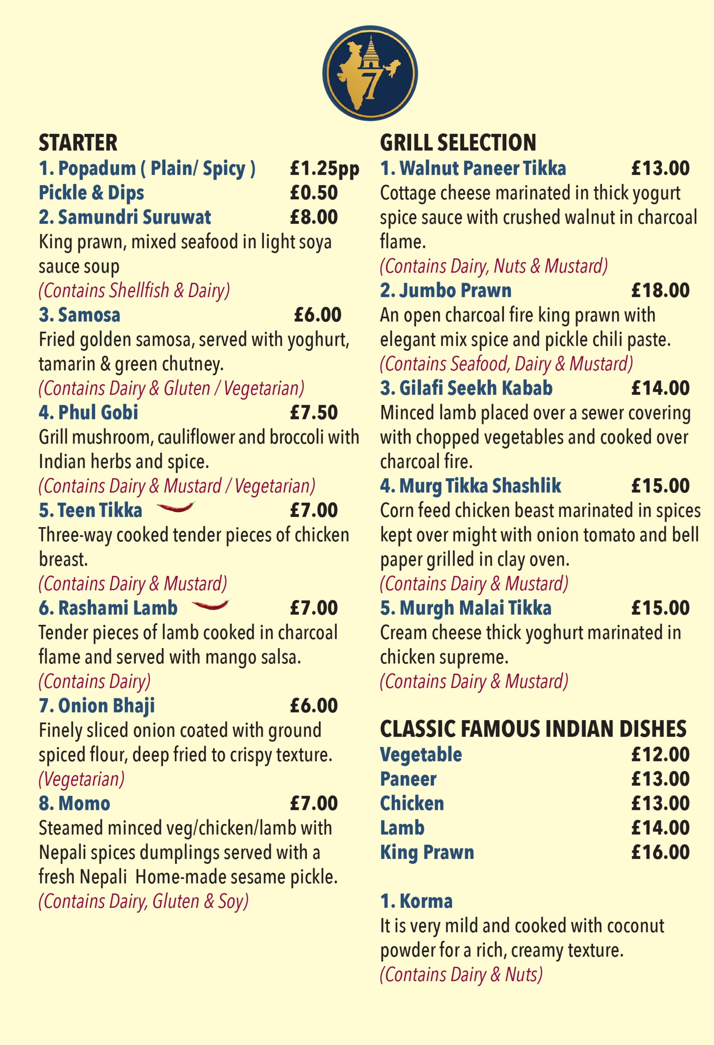Takeaway Menu Page 1